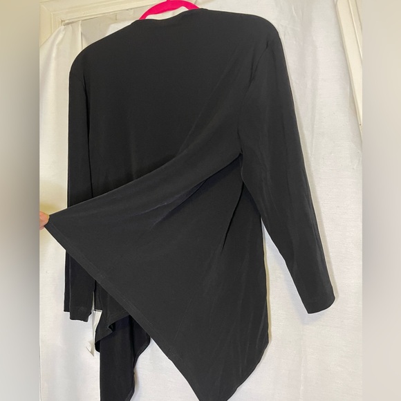 NWT Connected Apparel Ruth Cascading Black Open Front Cardigan Light Size XL - Picture 10 of 10